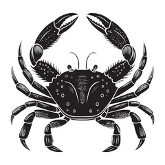 Black Crab Silhouette Vector Illustration on White Background