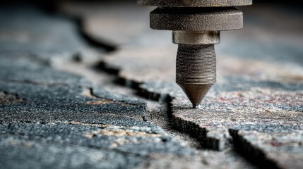 Macro photograph of a nozzle printing on a marble surface