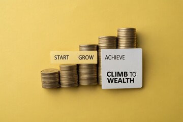 Stacks of Golden Coins Form Staircase Displaying Financial Growth