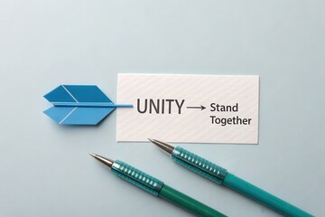 Two arrows converging to represent unity and coming together