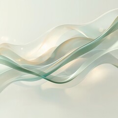 Fototapeta premium Soft Abstract Flowing Lines in Green and Gold – Minimal Elegant Background