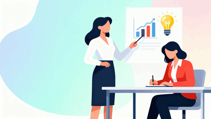 Business presentation with chart and lightbulb