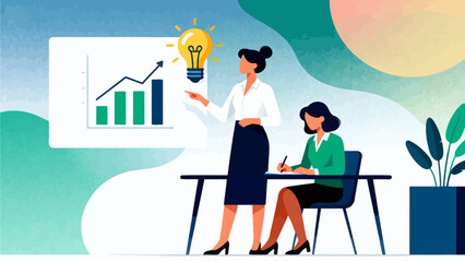 Business presentation with growth chart