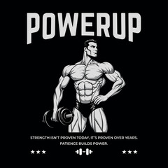 POWERUP Discipline Gym Tee – Aesthetic Bodybuilder Street Shirt Streetwear art