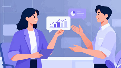 Business people discussing data charts