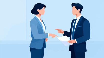 Business people discussing document