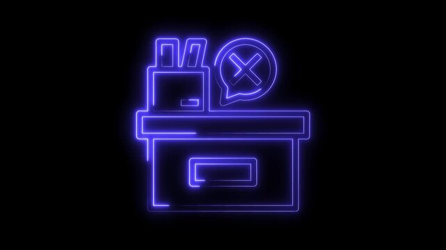 Neon style illustration of inbox full with error message on black background