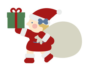 プレゼントを持っているかわいい女の子のサンタクロース