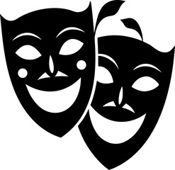 Theater masks black illustration  white background
