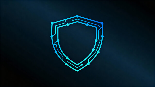 Digital shield icon on dark background