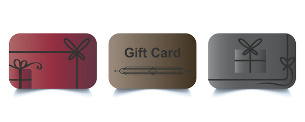 Set of gift card icons. Shopping gift card. Gift voucher, reward. Loyalty card.
