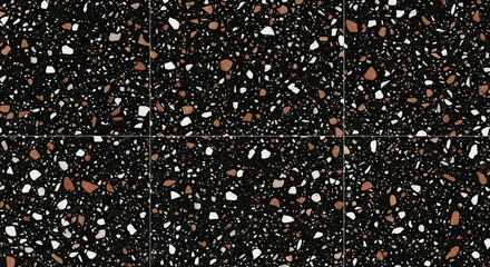 Stylish Dark Terrazzo Pattern With White And Brown Flecks For Modern Design Applications