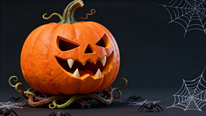 Halloween pumpkin with spider web