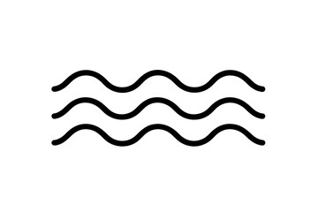 Water wave symbol linear icon, vector minimalist wavy lines illustration, transparent background graphic element, liquid flow design, sea ocean ripple pattern
