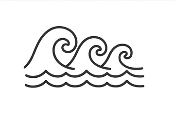 Wave icon in linear style, surface wave symbol, vector cartoon illustration with transparent background, modern design set for user interface and web elements