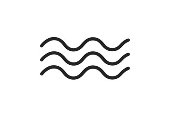 Wave icon linear style, water symbol, vector cartoon illustration with transparent background, simple three wave lines design, ocean, sea, fluid motion