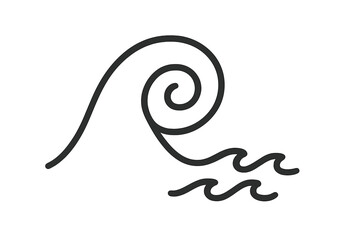 Abstract wave icon symbolizing water motion and energy, linear design illustration, vector graphic with smooth curves, ocean wave art, natural fluid movement concept