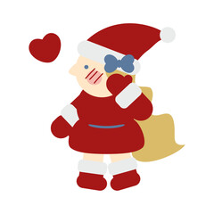 頬を赤らめるかわいい女の子のサンタクロース