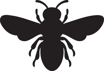Simple bee silhouette with wings spread, perfect for nature, insect, and honey design themes.