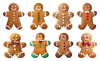 PNG Festive gingerbread cookies display, element set on transparent background