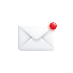 3D Mail Envelope Icon with Red Notification Dot on Transparent Background
