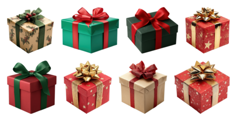 PNG Colorful festive gift boxes, element set on transparent background