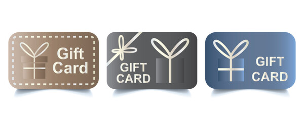 Gift card icons vector pack in black and blue Credit card with ribbon