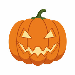 Flat Illustration Smiling Carved Halloween Pumpkin Vegetable Festive Decoration