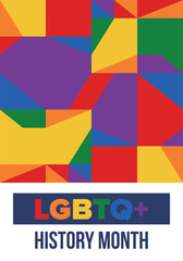Obraz premium LGBTQ+ history month. Pride Month. Lesbian Gay Bisexual Transgender. Celebrated annual. LGBT flag. Rainbow love concept. Human rights and tolerance. Poster, card, banner and background. Vector