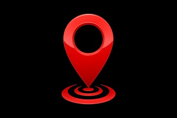 A vibrant red location pin icon with concentric circles indicating a pinpoint on a dark background