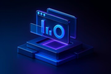 Futuristic holographic display showing financial charts and data analytics on a dark background