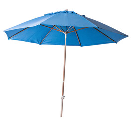 Bright blue beach umbrella providing shade outdoors for sunny days and relaxation