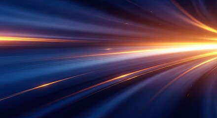 A tunnel with orange and blue lights, creating a tunnel effect.