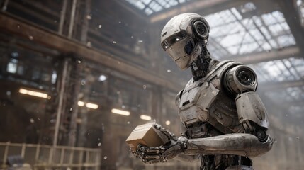 Naklejka premium Future of Robotics: Exploring Automation and Humanoid Technology in Warehouse Design, Packaging Innovation, and Delivery Systems for Advanced Industries and Environments
