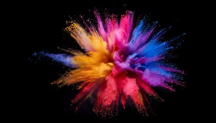 vibrant powder explosion in a radial pattern against a black background
