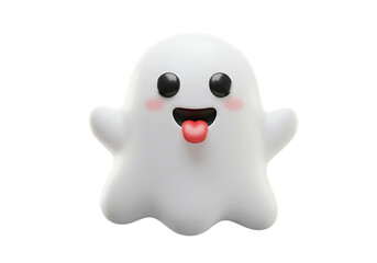 Obraz premium Cute cartoon ghost with tongue sticking out isolated on transparent background