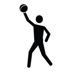 Person Throwing Basketball Pictogram Isolated on White Background