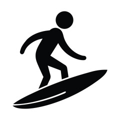 Person Surfing Pictogram Isolated on White Background
