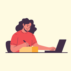 Illustration of an Woman working on laptop Supply Chain
