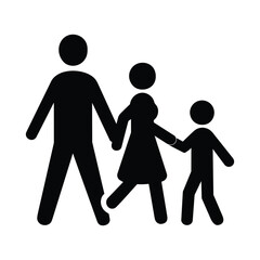 Walking Family Pictogram Isolated on White Background