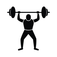 Weightlifter Lifting Barbell Pictogram Isolated on White Background