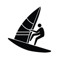 Windsurfer Pictogram Isolated on White Background