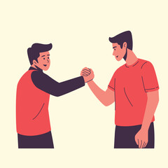 Fototapeta premium Illustration of an Two Men Shaking Hands Supply Chain