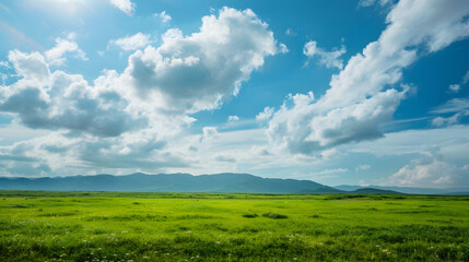 Landscape with blue sky and white clouds