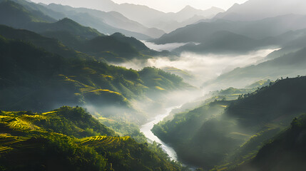 Mountainous landscape with terraced fields
