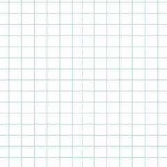 Seamless light blue grid paper background with a dashed vertical line down the center texture