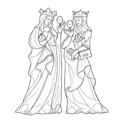 Graphic ladies as medieval queens