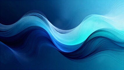 Fototapeta premium Abstract digital artwork featuring flowing, wavy lines in shades of blue and teal, creating a sense of movement and fluidity.