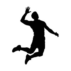 Silhouette icon vector design of a volleyball player spiking