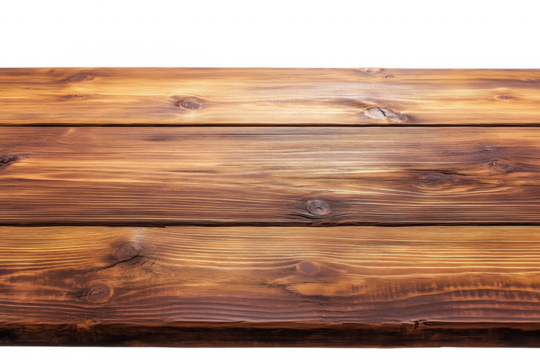 Rustic wooden planks with dark grain isolated on a transparent background